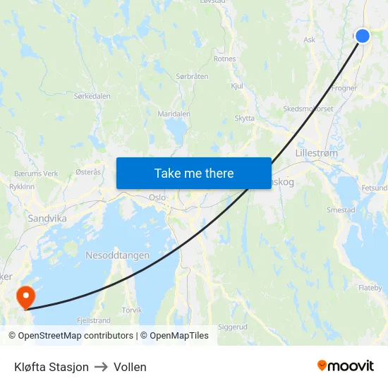Kløfta Stasjon to Vollen map