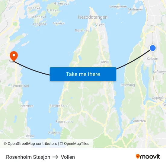 Rosenholm Stasjon to Vollen map