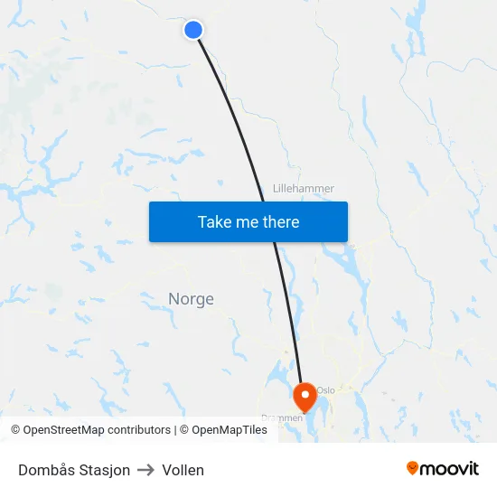 Dombås Stasjon to Vollen map