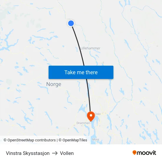 Vinstra Skysstasjon to Vollen map