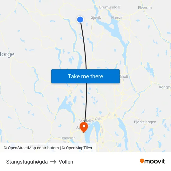Stangstuguhøgda to Vollen map