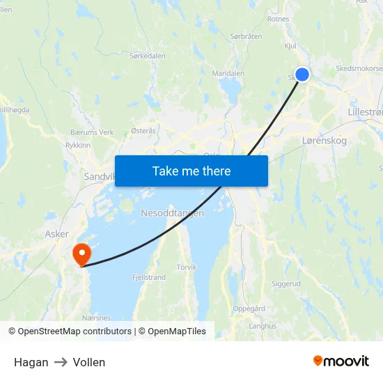 Hagan to Vollen map