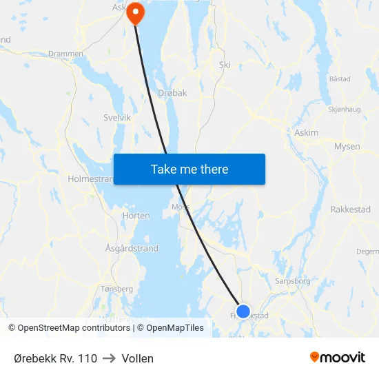 Ørebekk Rv. 110 to Vollen map