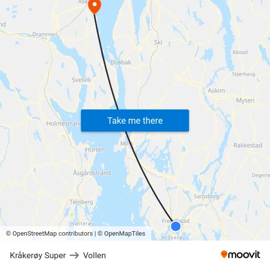 Kråkerøy Super to Vollen map