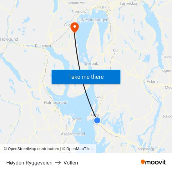 Høyden Ryggeveien to Vollen map