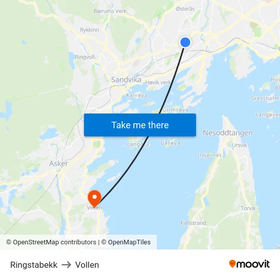 Ringstabekk to Vollen map