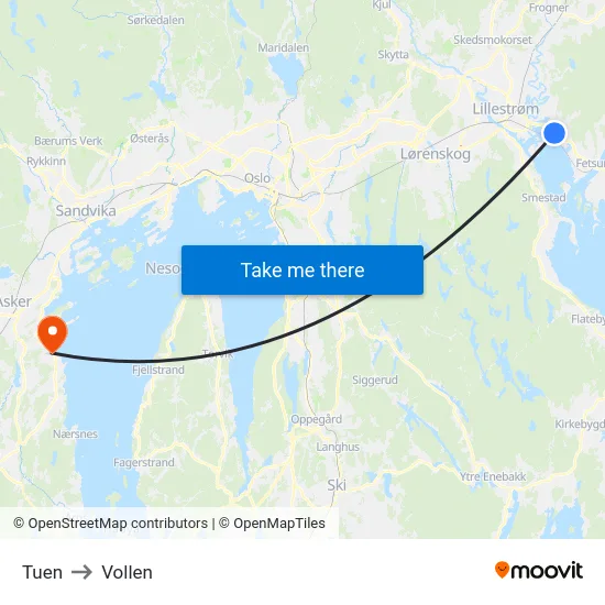 Tuen to Vollen map