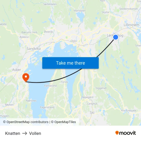 Knatten to Vollen map