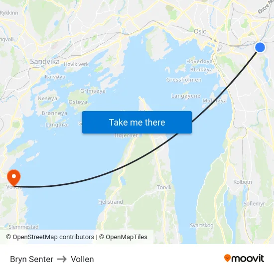 Bryn Senter to Vollen map