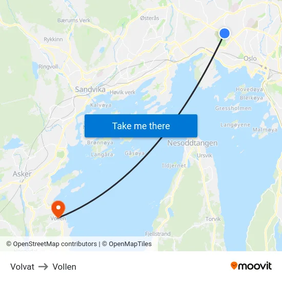Volvat to Vollen map
