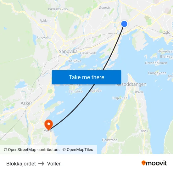 Blokkajordet to Vollen map