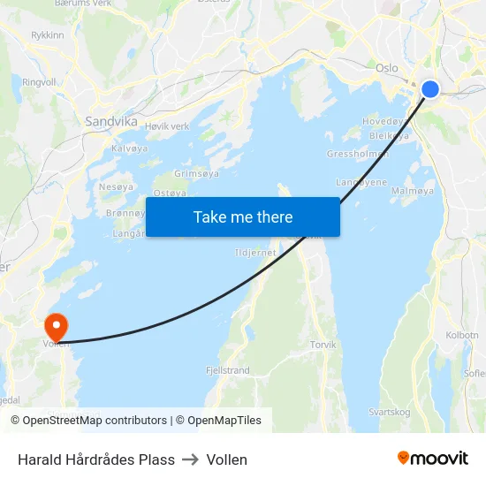 Harald Hårdrådes Plass to Vollen map