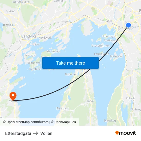 Etterstadgata to Vollen map