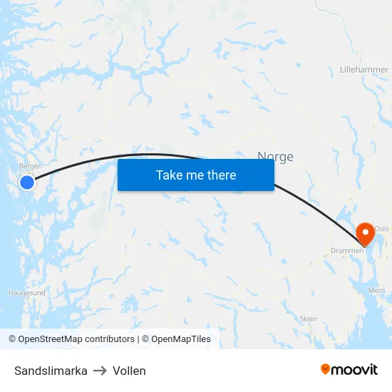Sandslimarka to Vollen map
