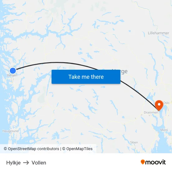 Hylkje to Vollen map