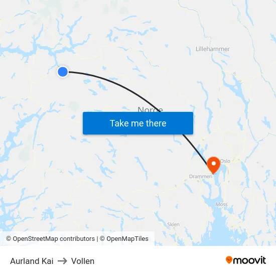Aurland Kai to Vollen map