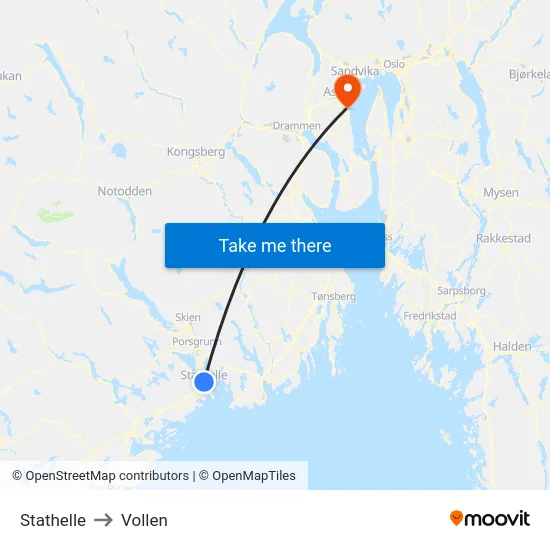 Stathelle to Vollen map