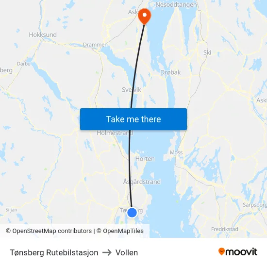 Tønsberg Rutebilstasjon to Vollen map