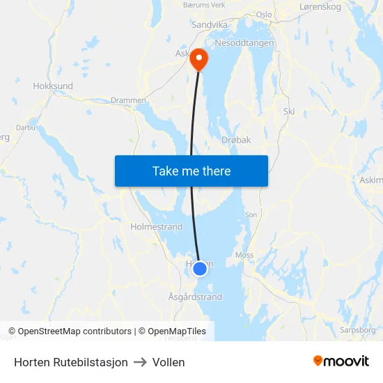Horten Rutebilstasjon to Vollen map