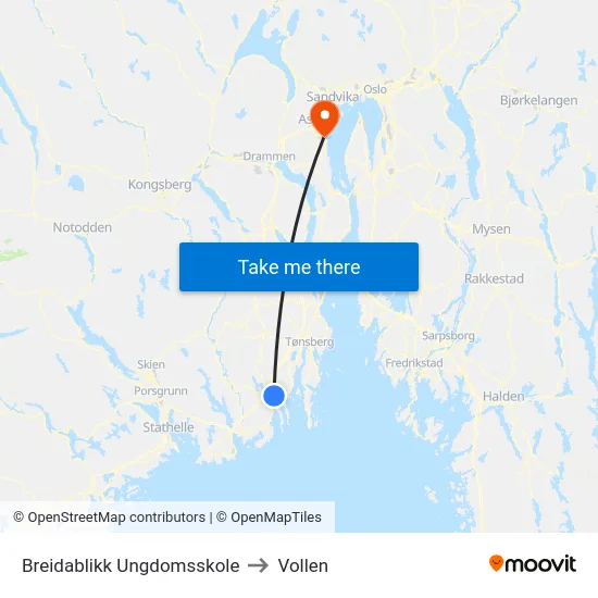 Breidablikk Ungdomsskole to Vollen map