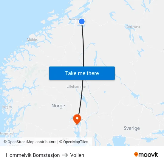Hommelvik Bomstasjon to Vollen map