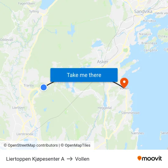 Liertoppen Kjøpesenter A to Vollen map