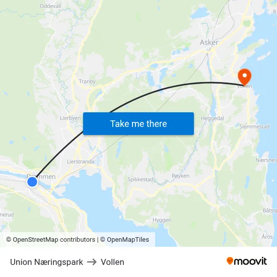 Union Næringspark to Vollen map