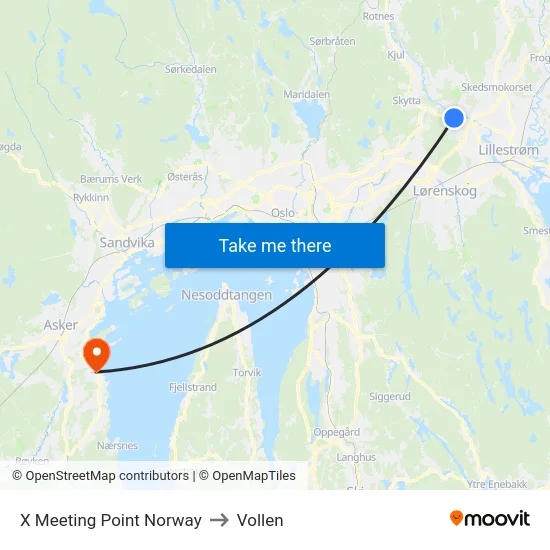 X Meeting Point Norway to Vollen map