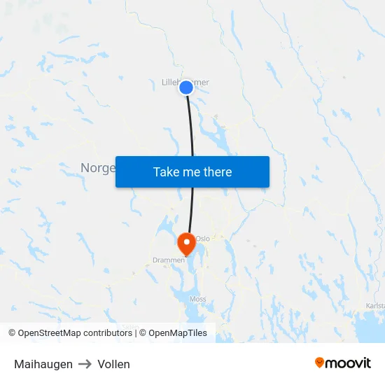 Maihaugen to Vollen map
