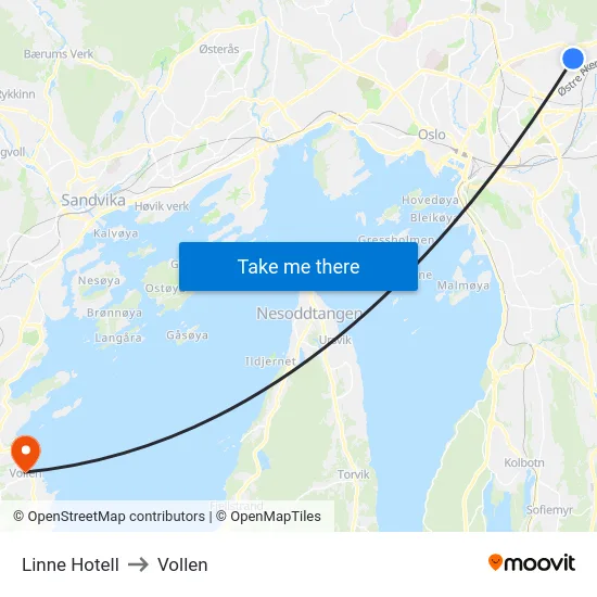 Linne Hotell to Vollen map