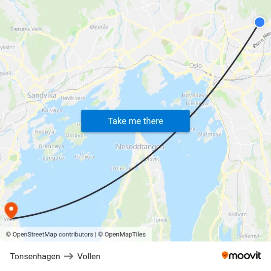 Tonsenhagen to Vollen map
