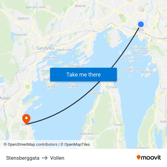 Stensberggata to Vollen map
