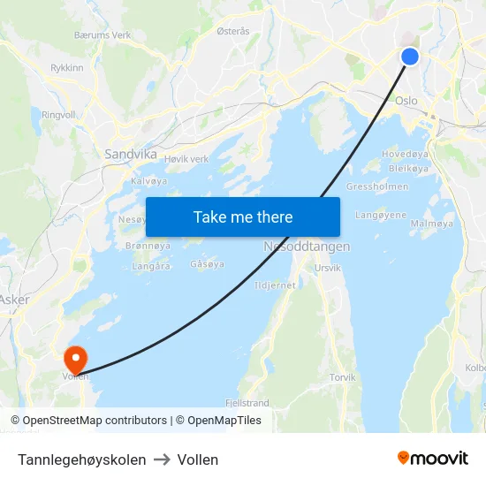 Tannlegehøyskolen to Vollen map