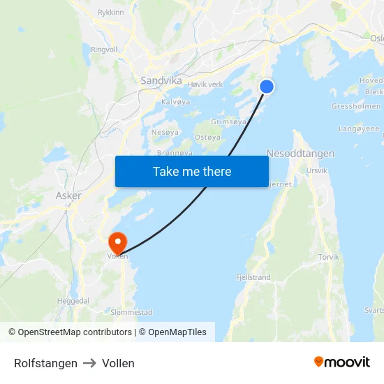 Rolfstangen to Vollen map
