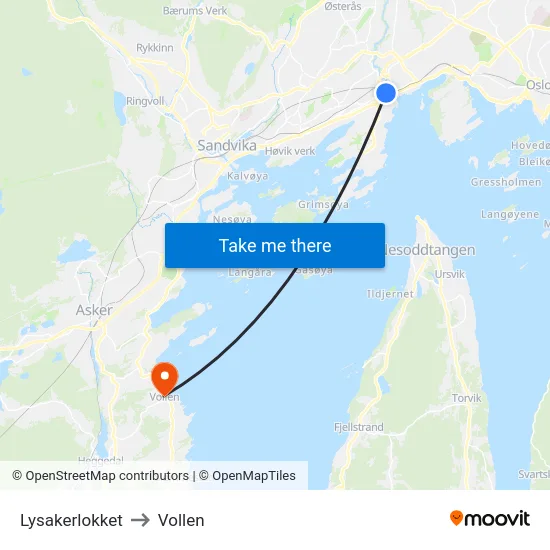 Lysakerlokket to Vollen map