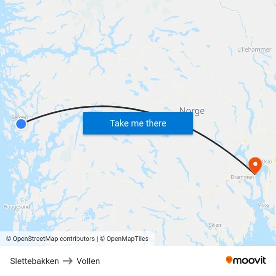 Slettebakken to Vollen map