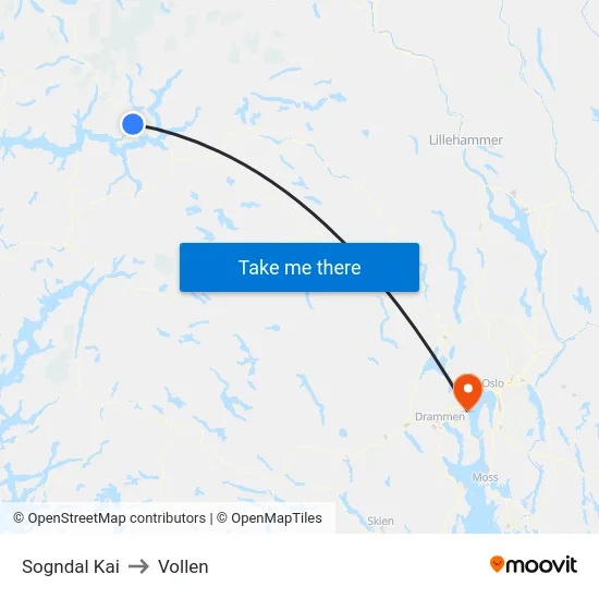 Sogndal Kai to Vollen map