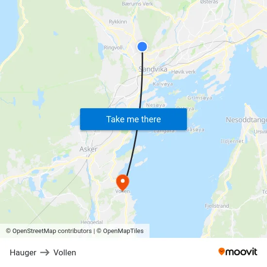 Hauger to Vollen map