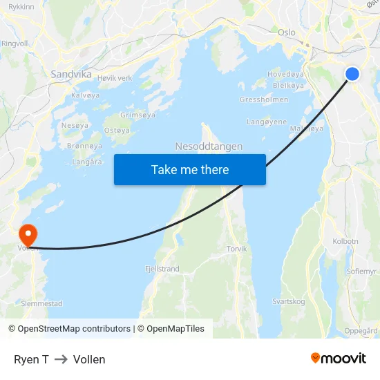 Ryen T to Vollen map