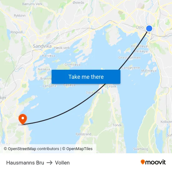 Hausmanns Bru to Vollen map