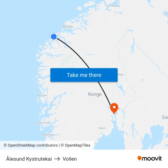 Ålesund Kystrutekai to Vollen map