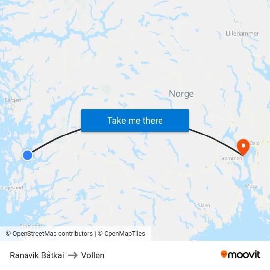 Ranavik Båtkai to Vollen map
