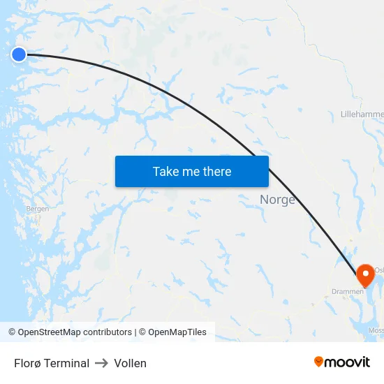 Florø Terminal to Vollen map