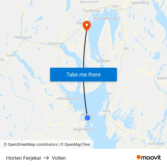 Horten Ferjekai to Vollen map