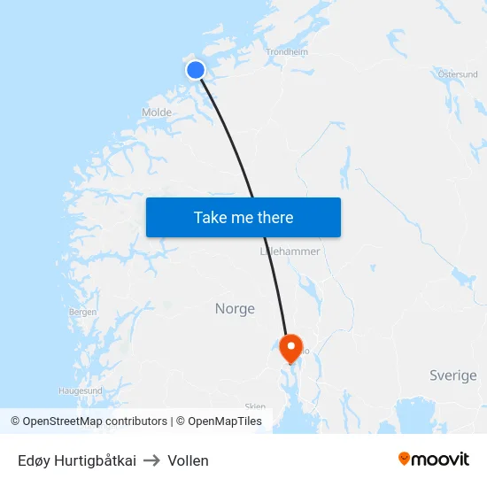 Edøy Hurtigbåtkai to Vollen map