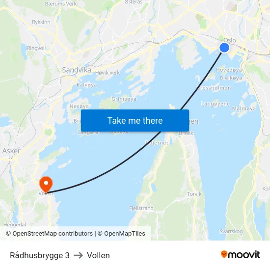 Rådhusbrygge 3 to Vollen map