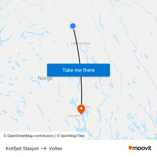 Kvitfjell Stasjon to Vollen map