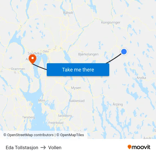 Eda Tollstasjon to Vollen map