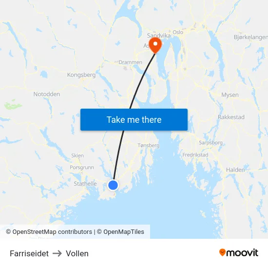 Farriseidet to Vollen map