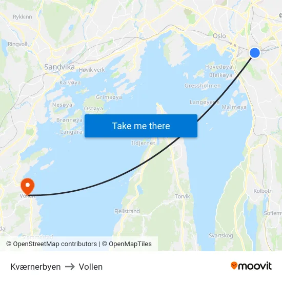 Kværnerbyen to Vollen map